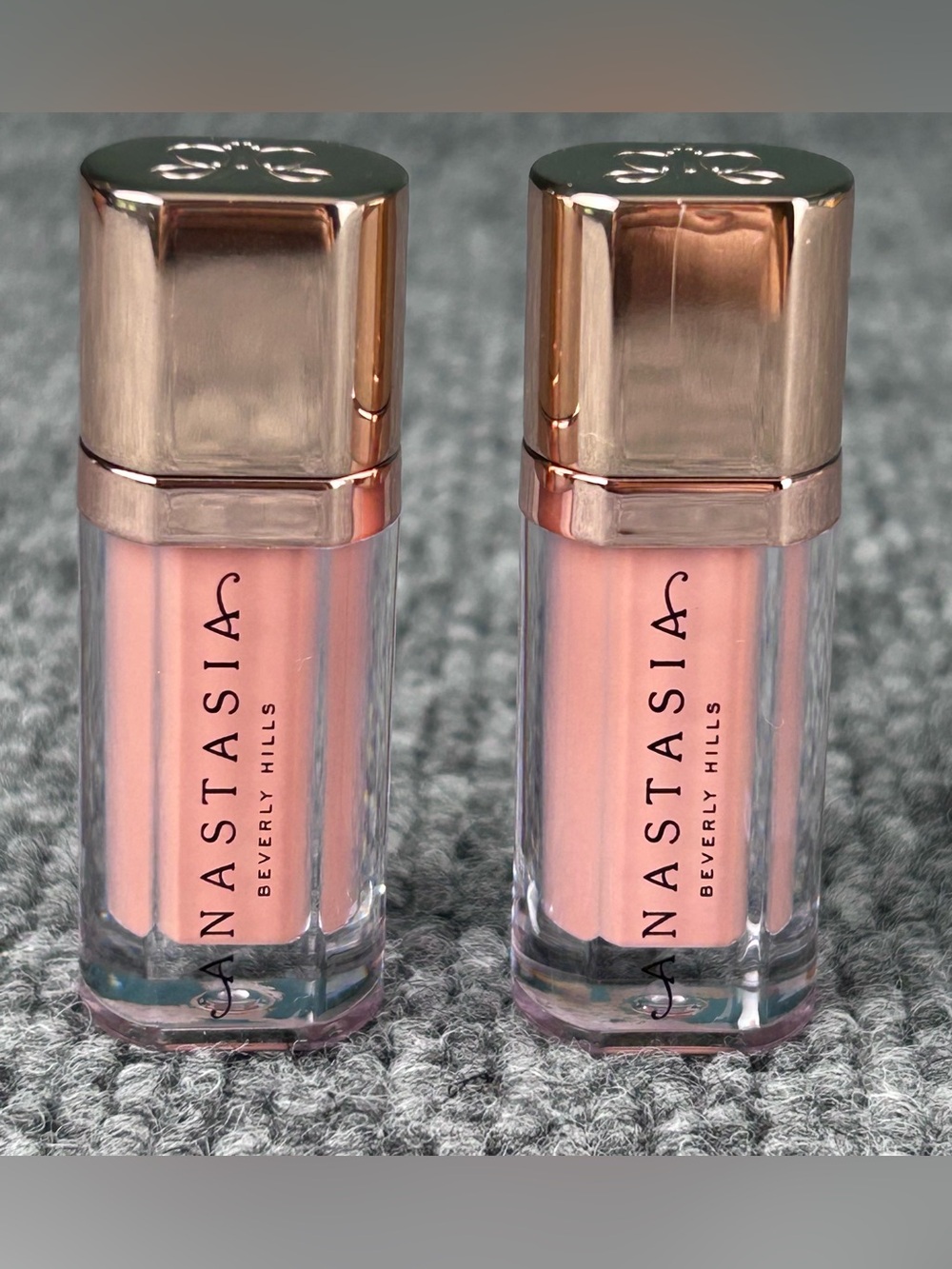 TWO Anastasia Beverly Hills Lip Velvet Mini/Travel sz PEACHY NUDE & SOFTY ~ NWOB